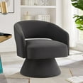 thumbnail image 1 of Accent Chairs Modern Swivel Barrel Chair, Upholstered Velvet Round Accent Chairs,360 Degree Comfy Swivel Chair with Open Backrest, Single Chair Armchair for Living Room Bedroom, Homerest, Dark Gray,F, 1 of 8