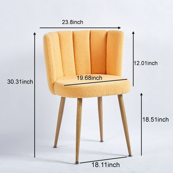 Accent Chairs Modern YELLOW dining chair(set of 2 ) with iron tube wood color legs, shorthair cushions and comfortable backrest, suitable for dining room, living room, cafe, simple structure.,Fabric