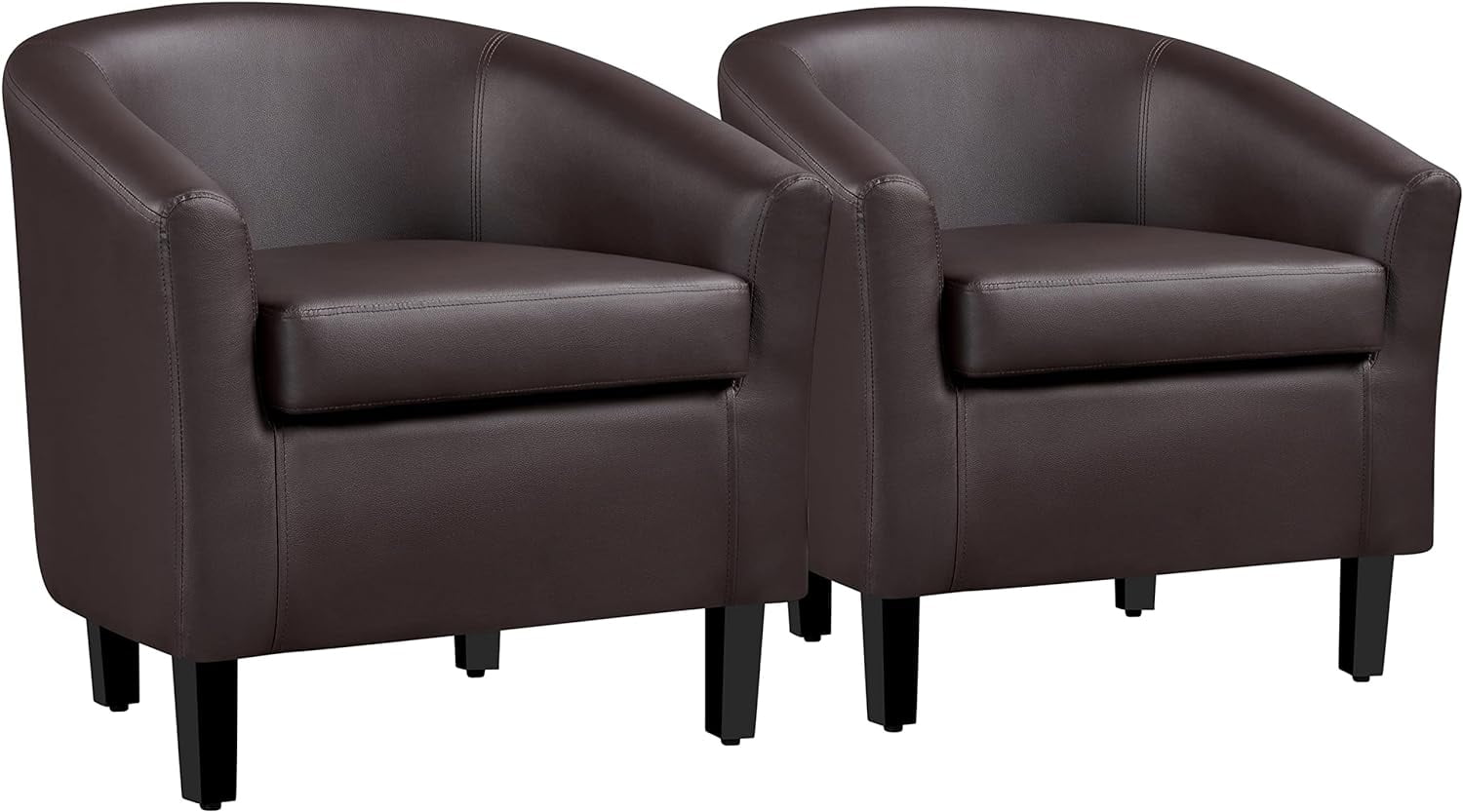 Accent Chairs, PU Leather Barrel Chairs Modern Side Chairs Comfy Club ...