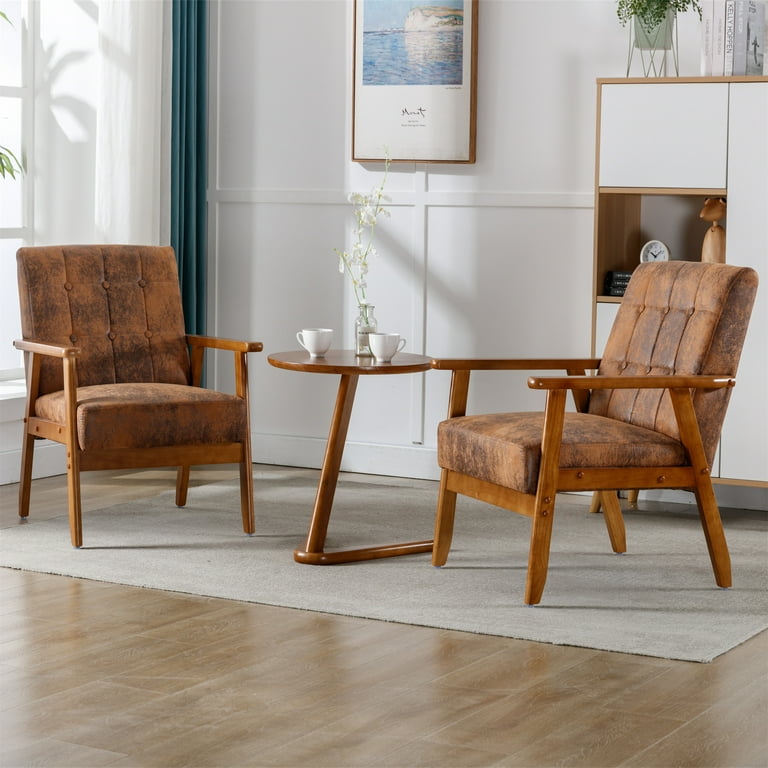 Accent Chairs Set of 2, Leisure Chair with Side Table, Mid Century