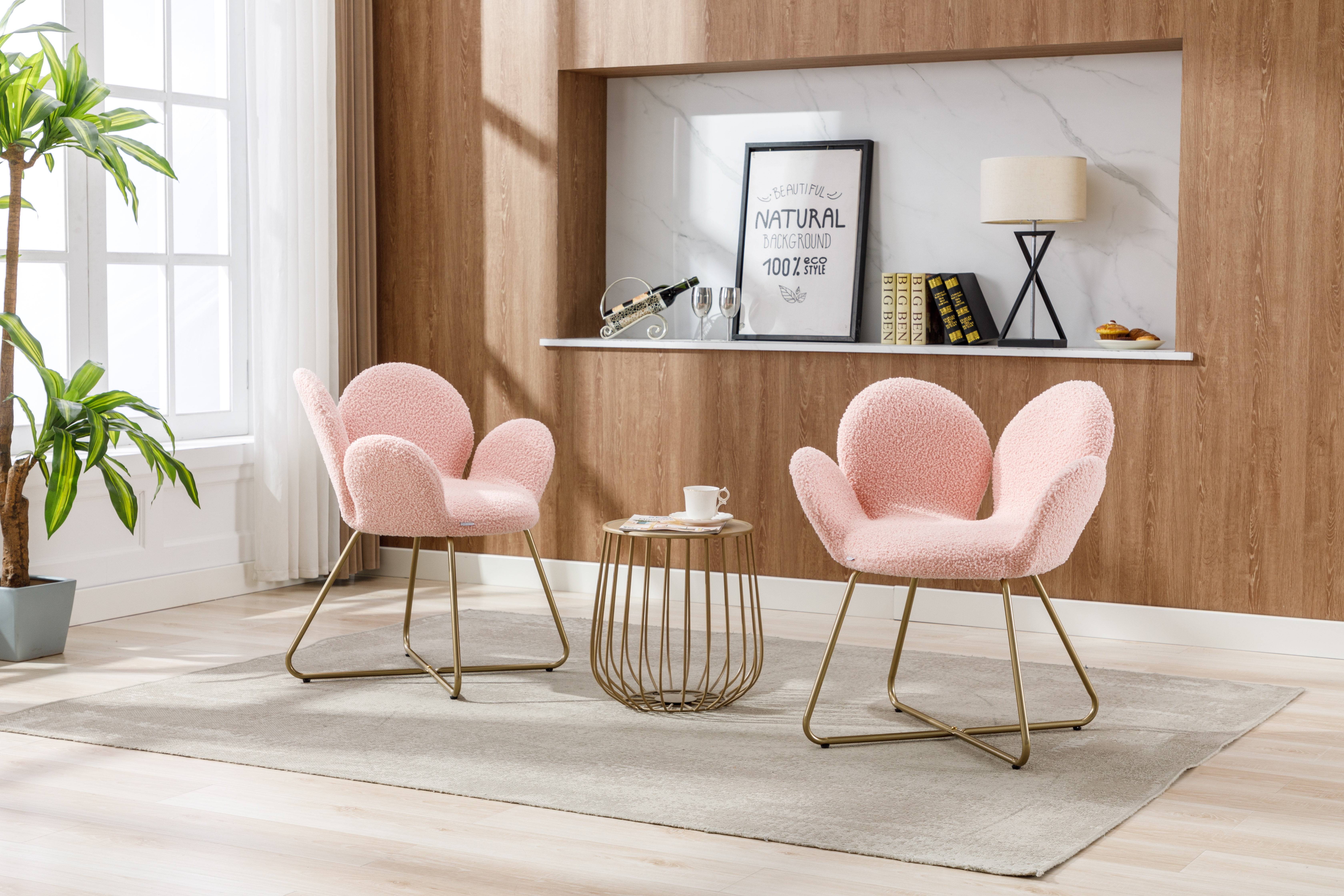 Accent Chairs Set of 2 Modern Teddy Upholstered Vanity Desk