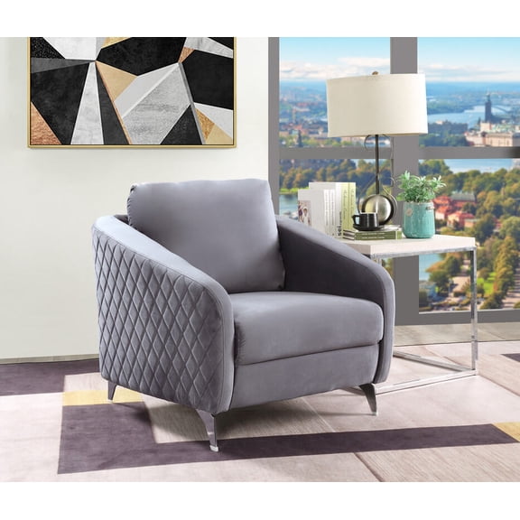 Accent Chairs Sofia 36" Gray Velvet Modern Chic Accent Armchair,Leather Accent Chairs