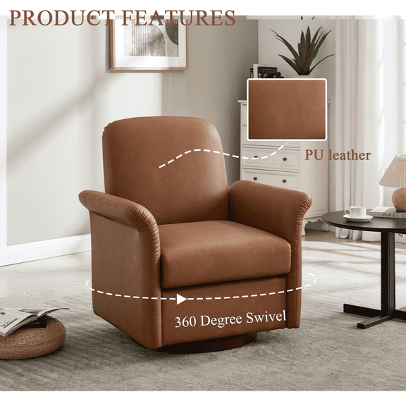 Accent Chairs Swivel Accent Chair Modern Barrel Armchair with Wood Base for Bedroom Reading Waiting Living Room,Fabric Accent Chairs