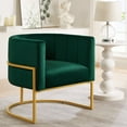 thumbnail image 1 of Accent Chairs Upholstered Velvet Accent Chair with Golden Metal Stand,Mid-Century Living Room Leisure Chair with Curve Backrest -Jade( Emerald),Fabric Accent Chairs, 1 of 5