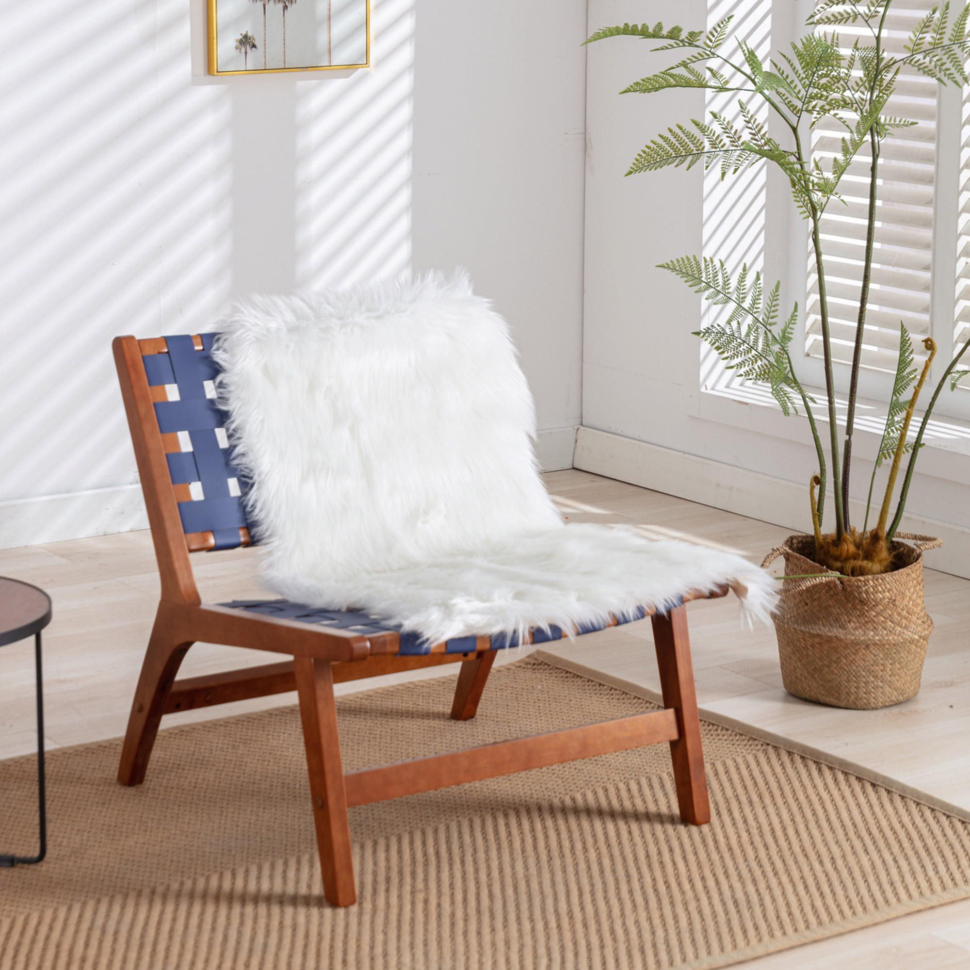 Ivory faux store flokati gunnar chair