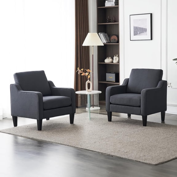 Accent Chairs with Arms, Mid Century Modern Upholstered Armchair, Chairs Reading, Soft Single Sofa for Living Room