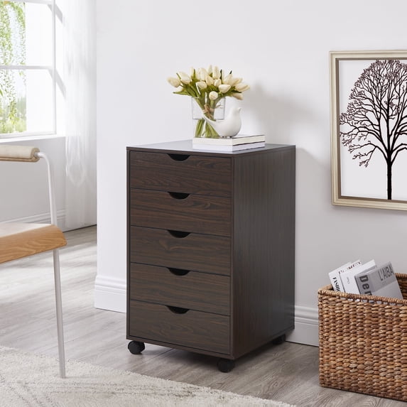 Accent Chest 5-Drawer Office Storage Cabinet by Naomi Home - Color: Espresso, Size: 5 Drawer