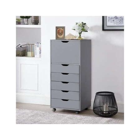 Carly 6-Drawer Craft Storage Cabinet – Gray Office Cabinet with Under Desk Storage
