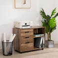 thumbnail image 1 of Accent Chest Drawer Office Storage Cabinet-Color:Walnut,Size:3 Drawer with 2 Shelf, 1 of 7