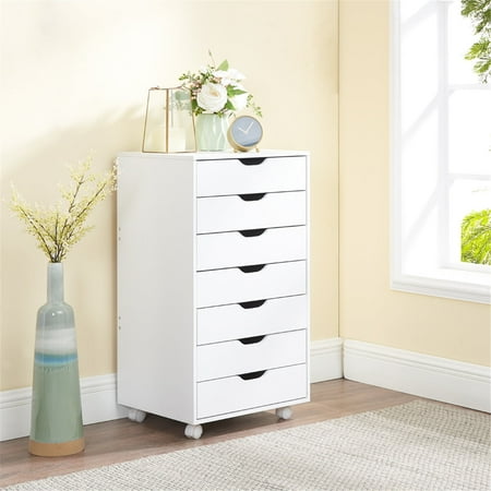 Accent Chest 7-Drawer Office Storage Cabinet by Naomi Home, White