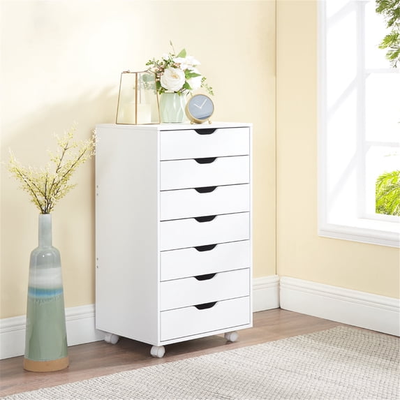 Accent Chest 7-Drawer Office Storage Cabinet by Naomi Home, White