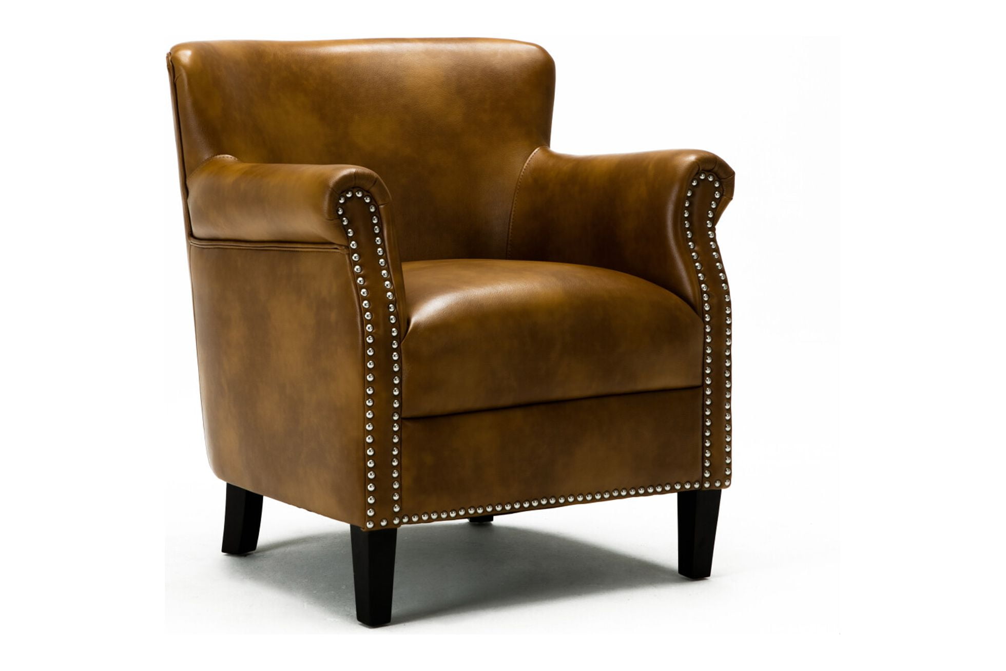 Traditional Holly Red Leather Gel Club Chair with Wood Accents