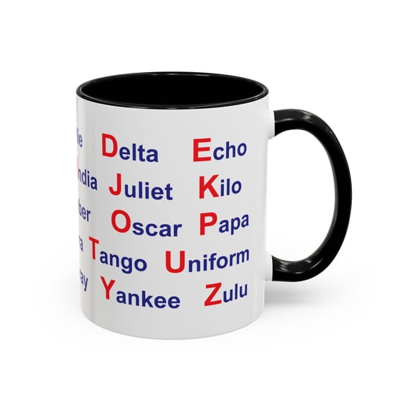 Accent Coffee Mug (11, 15oz) NATO Phonetic Alphabet