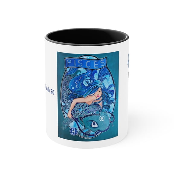 Accent Coffee Mug, 11oz || Pisces Coffee Mug || Zodiac Sign Coffee Mug