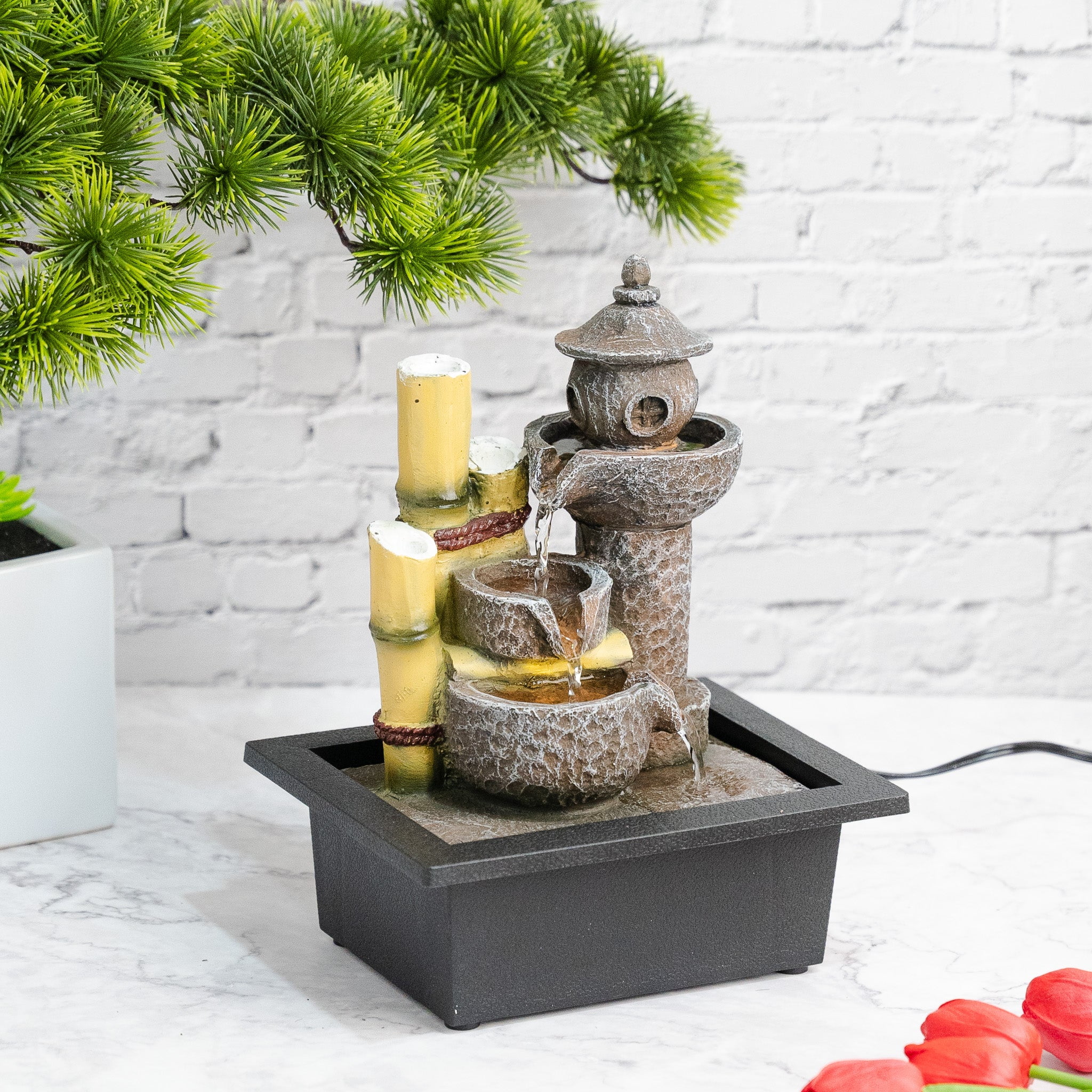 Unique Indoor Water Fountain, Temple Design, Light, Unique Gift