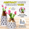 thumbnail image 1 of White Ceramic Vase with Abstract Pattern and Golden Rim, Large, 1 of 7