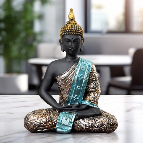 Accent Collection Small Buddha Statue Polyresin, Black Gold 11" Tabletop Decor
