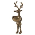 thumbnail image 1 of Accent Decor E+E Collection Frankie 16" Standing Deer Figurine with Bowl, Antique Gold Finish, 1 of 2