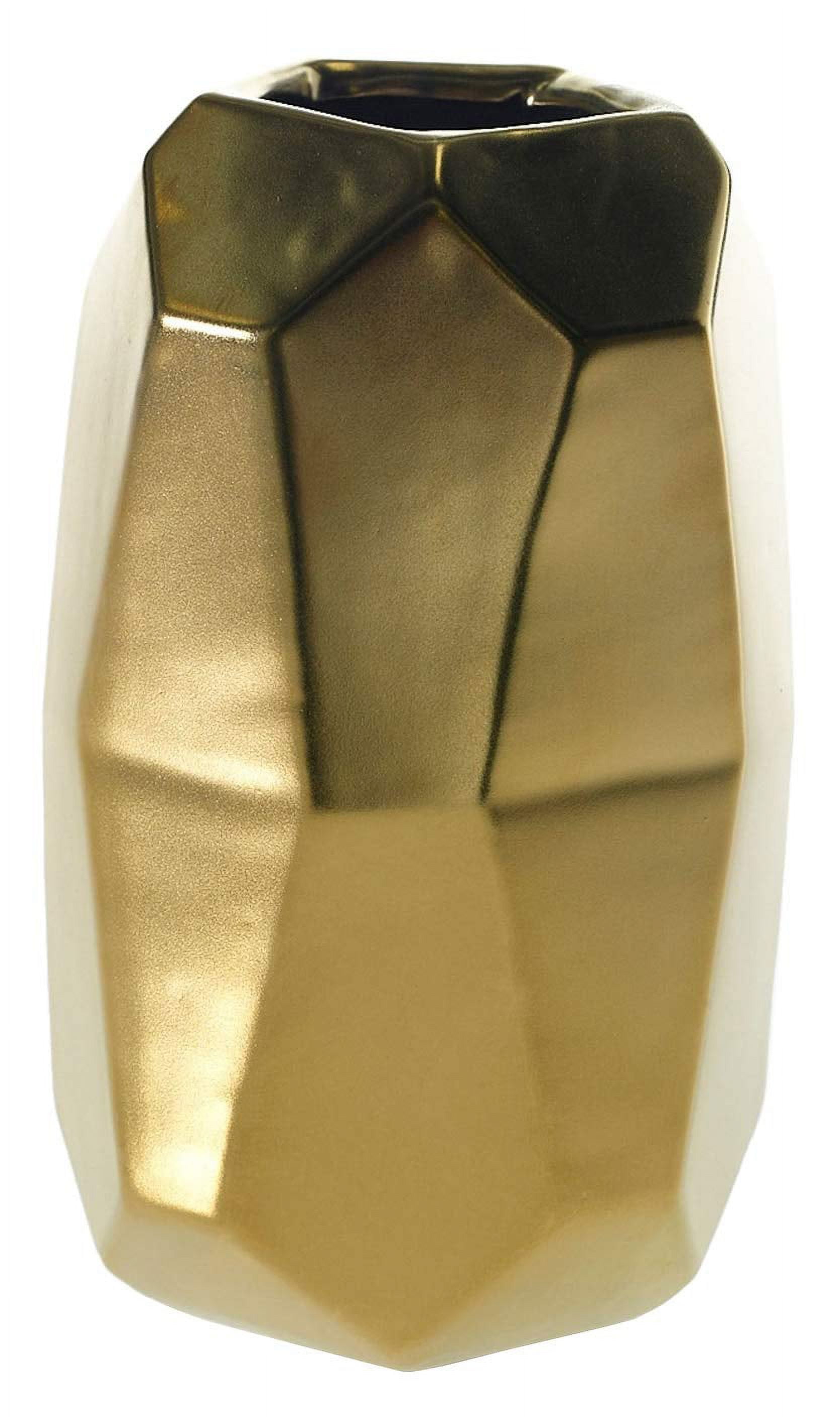Accent Decor Gold Maven Ceramic Geometric Cylinder Vase 6" Tall x 3.5