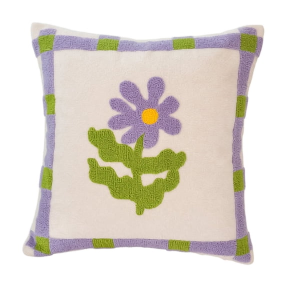 Accent Decor Throw Pillow Cover Hook Stitched Floral Boho Farmhouse Decor New Home Gift Housewarming Gift Cotton Blend Spring Decor for Couch Bed