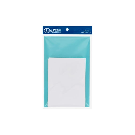 Accent Design Paper Accents Cardmakers Choice Card & Envelopes, 80Lb, Turquoise, 4.25"x5.5", 25pc  Blank Cards and Envelopes for DIY, Note Cards with Envelopes