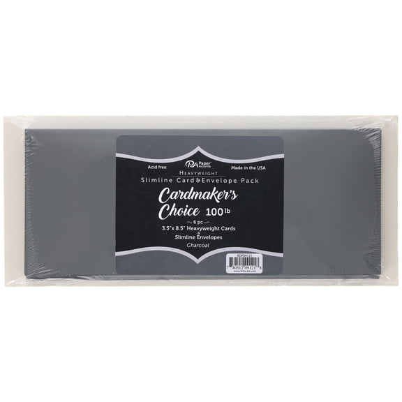 Accent Design Paper Accents Cardmakers Choice Card & Envelopes, Charcoal, 100Lb., 3.5"X8.5", 6Pc, Blank Cards And Envelopes, Blank Cards, Note Cards With Envelopes