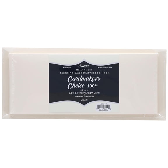 Accent Design Paper Accents Cardmakers Choice Card & Envelopes, Cream, 100Lb., 3.5"X8.5", 6Pc, Blank Cards And Envelopes, Blank Cards, Note Cards With Envelopes
