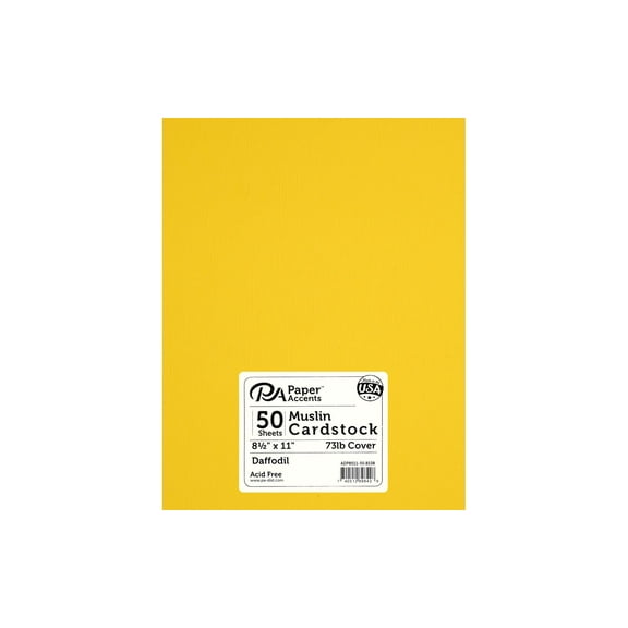 Accent Design Paper Accents Cardstock Daffodil, 8.5"x11", 73lb, 50pc - Textured Cardstock with Linen Finish for Scrapbooking, Crafts, and DIY Projects