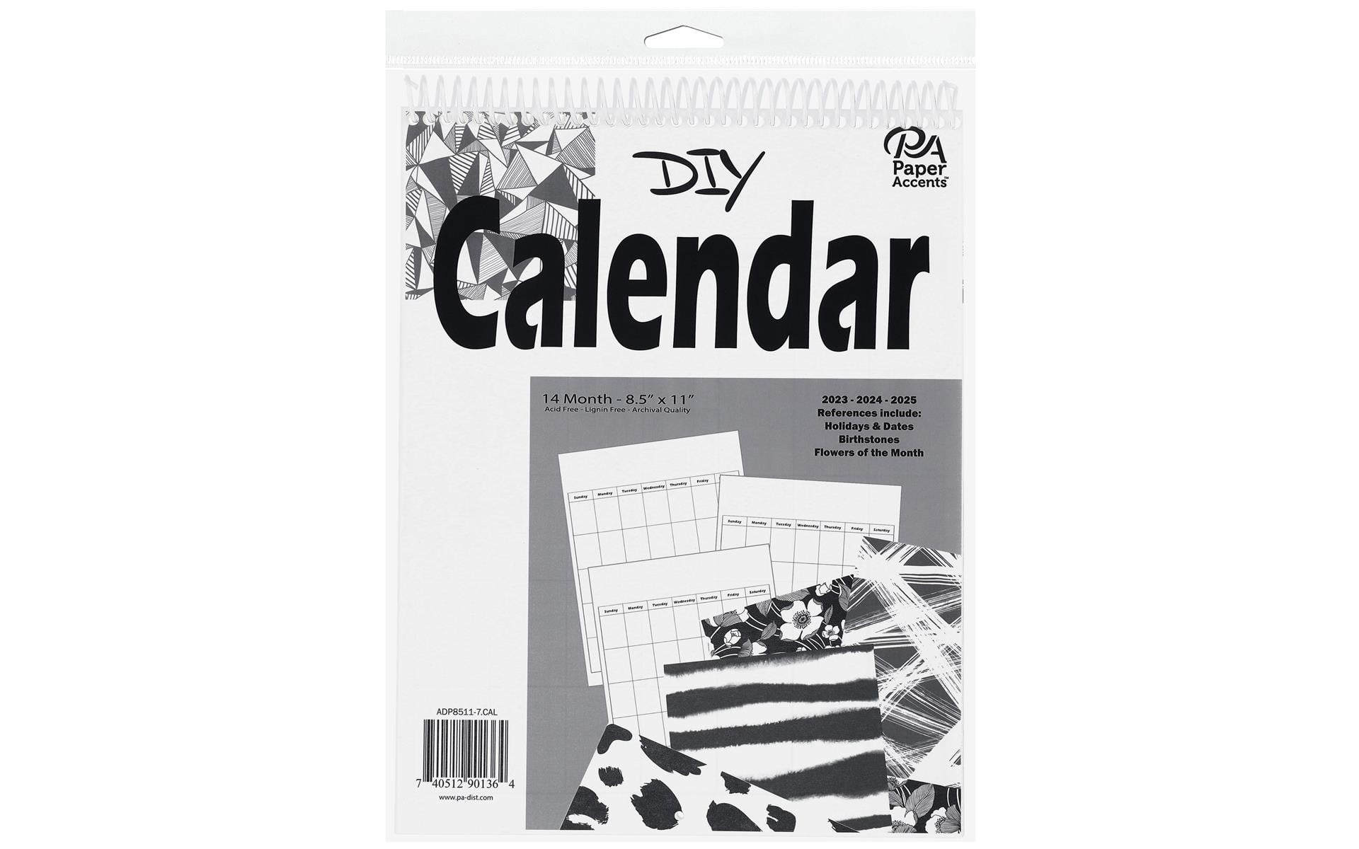 Accent Design Paper Accents DIY 8.5x11 Blank Calendar  14-Month Portrait White Blank Calendar Sheets for Wall, Desk, or Planner  Undated Customizable Monthly Organizer