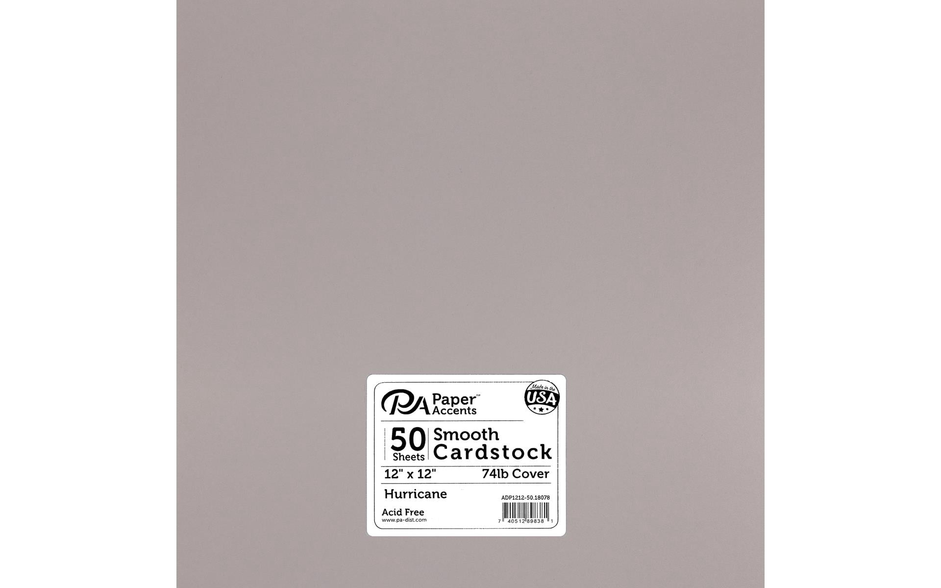 Accent Design Paper Accents Smooth Cardstock 12" x 12" Hurricane, 74lb Colored Cardstock, Paper for Card Making, Scrapbooking, Printing, Quilling and Crafts, 50pc