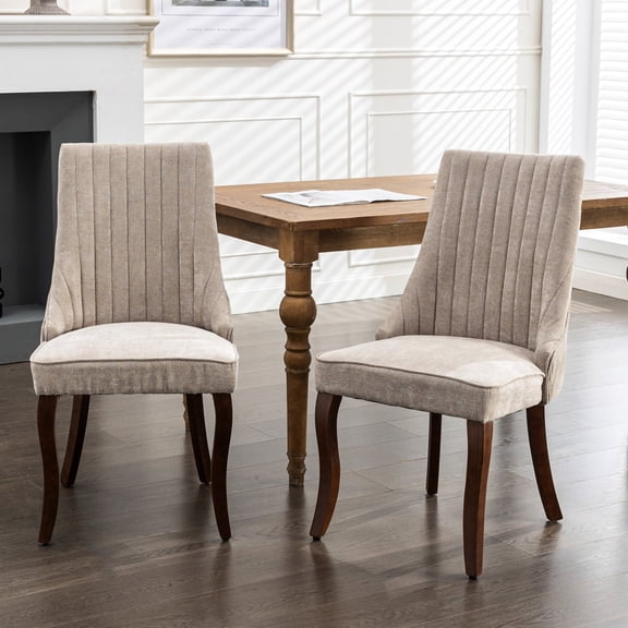 Accent Dining Chair Set | High Back and Comfort for Dining Room | Rayon Cloth Flocking with Soft Touch | Solid Wood Legs with Curved Shape