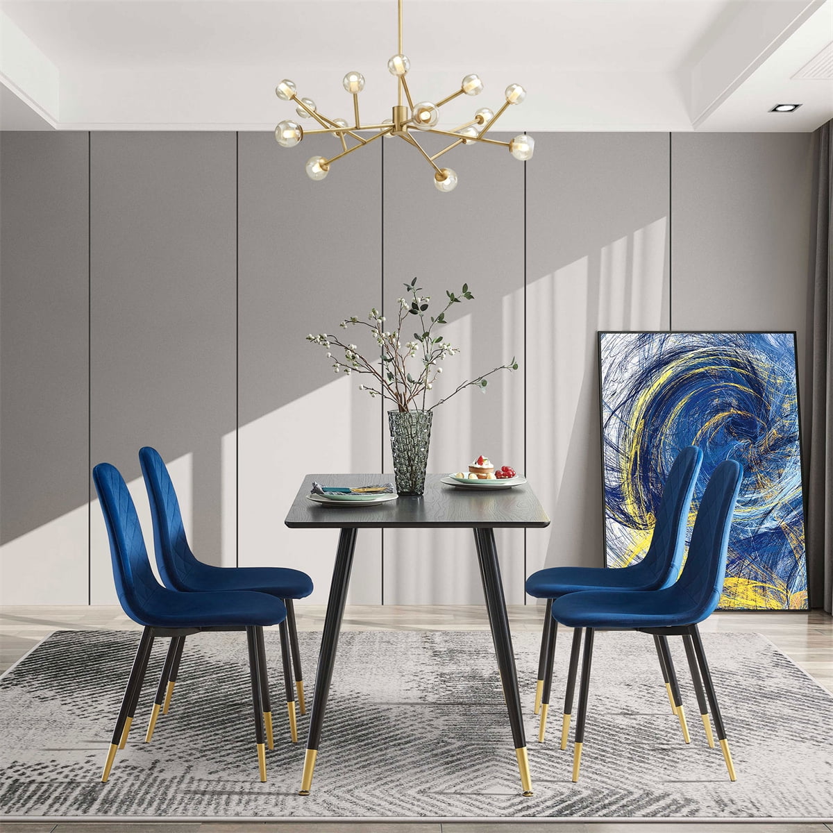 Accent Dining Room Chairs Set of 4, Velvet Tufted Kitchen Chairs with ...