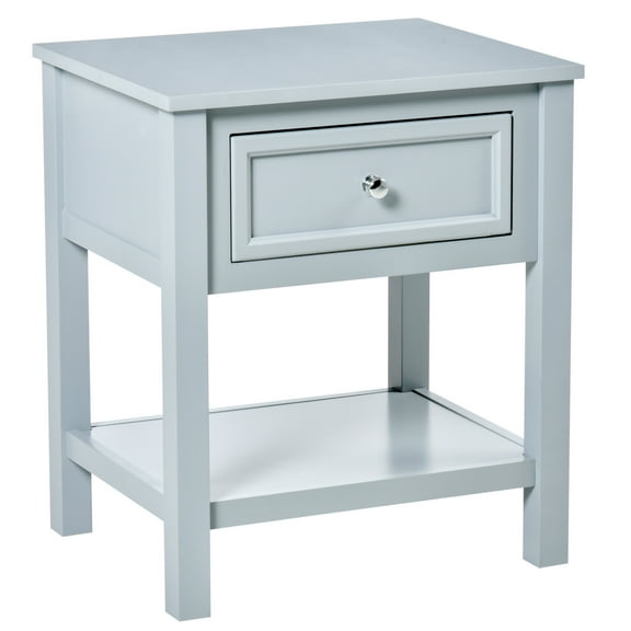 Accent End Table, Sofa Side Table with Storage Drawer and Bottom Shelf for Living Room,Gray