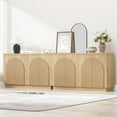 thumbnail image 1 of Accent 110" Fluted Sideboard Buffet Cabinet with Arched Reeded Design Doors for Living Room Dinning Hallway, 1 of 9