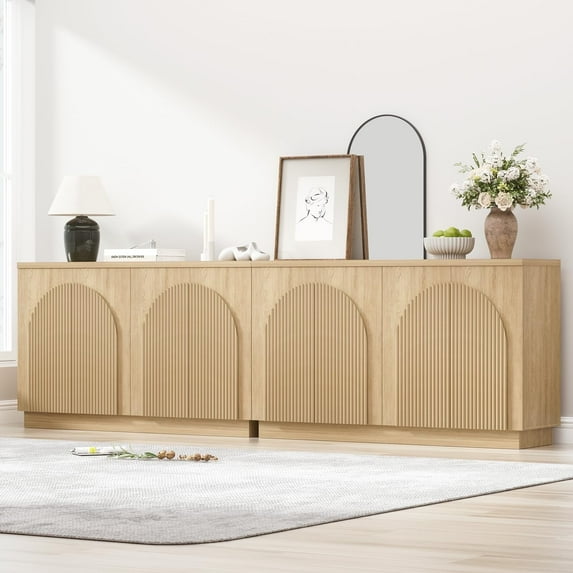 Accent 110" Fluted Sideboard Buffet Cabinet with Arched Reeded Design Doors for Living Room Dinning Hallway