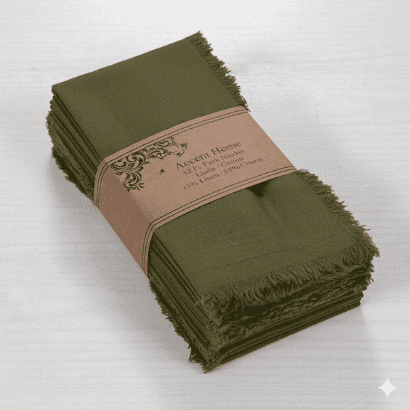 Accent Home 100% Cotton Linen Napkin Set of 12 18x18 inch Dinner Napkins - Washable Soft Premium Hotel Quality Reusable Napkins Perfect Table Napkins for Family Dinners