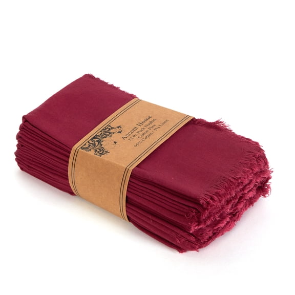 Accent Home 100% Cotton Linen Napkin Set of 12 18x18 inch Dinner Napkins - Washable Soft Premium Hotel Quality Reusable Napkins Perfect Table Napkins for Family Dinners