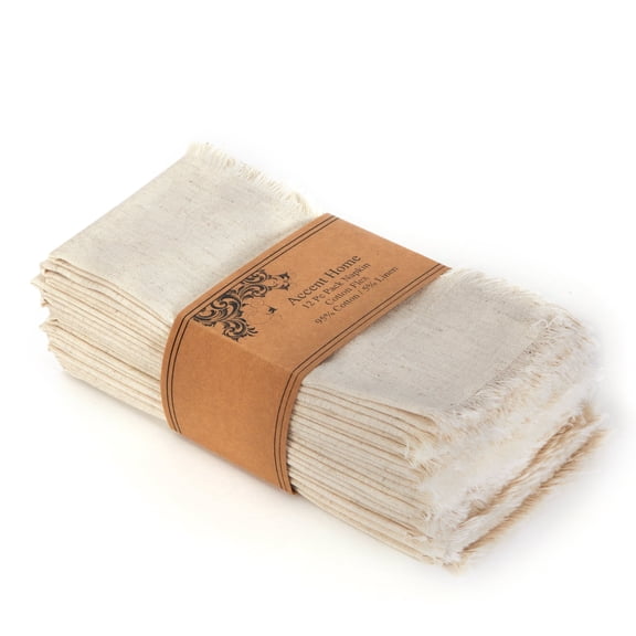Accent Home 18" x 18" Natural Cotton Linen Cloth Napkin (12 Count)