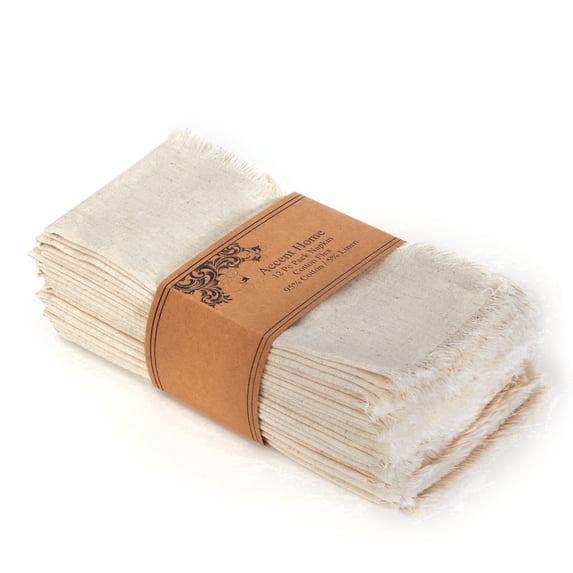 Accent Home 18" x 18" Natural Cotton Linen Cloth Napkin (12 Count)