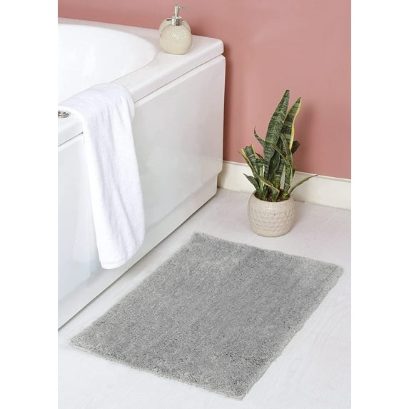 Accent Home Bathroom Rug Mat, Extra Soft Absorbent Premium Bath Rug, Non-Slip Comfortable Bath Mat, Carpet for Tub, Shower, Bath Room, Pack of 2 20x32 inch in Silver Color.