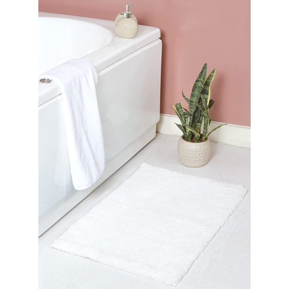 Accent Home Bathroom Rug Mat, Extra Soft Absorbent Premium Bath Rug, Non-Slip Comfortable Bath Mat, Carpet for Tub, Shower, Bath Room, Pack of 2 20x32 inch in White Color.