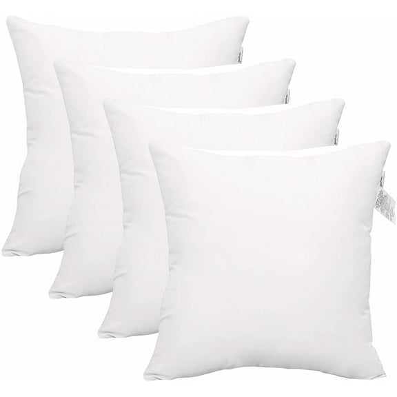 Accent Home Microfiber Decorative Pillow Inserts, 18 x 18 Inches, 4 Count