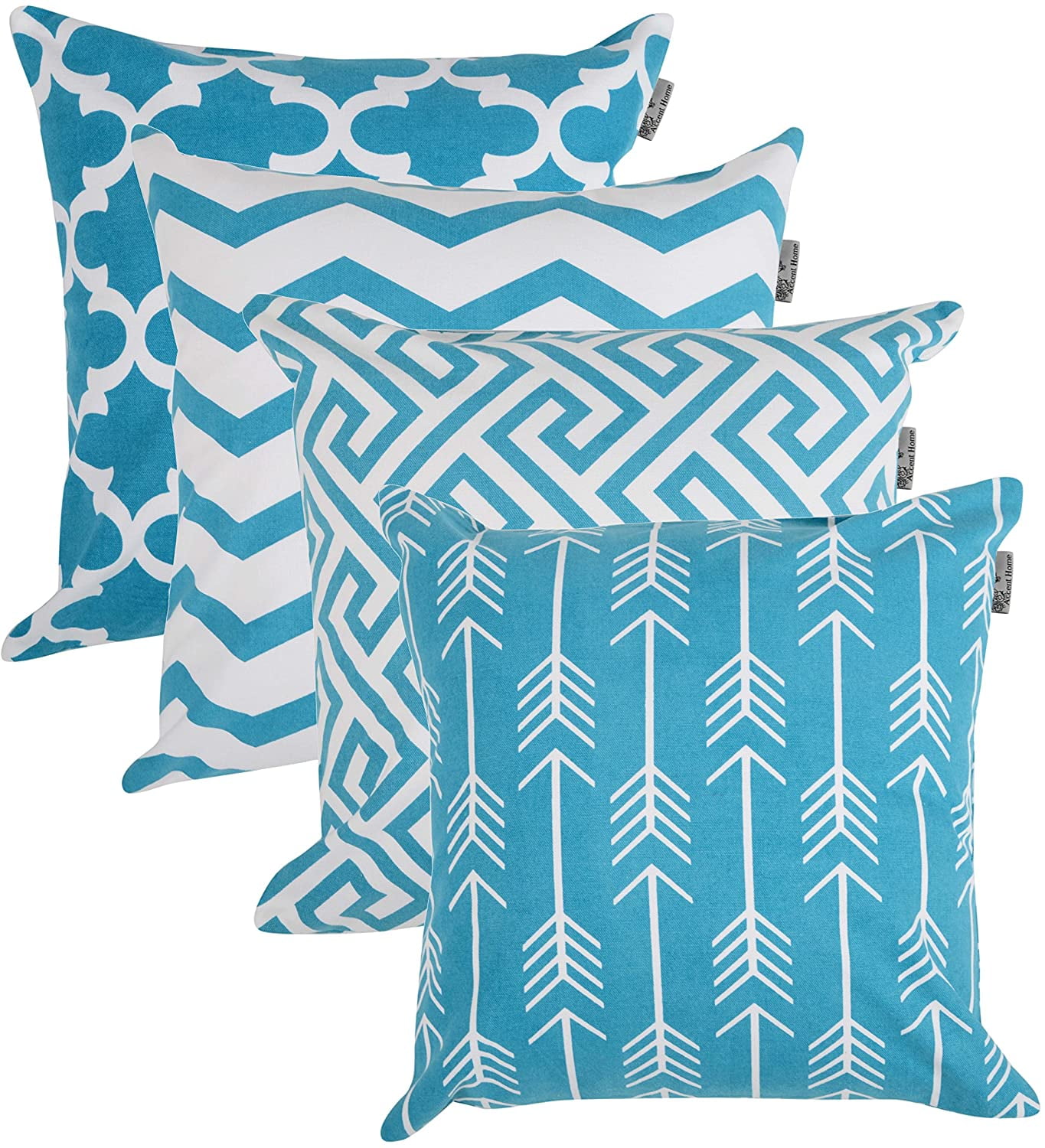 Accent Home Printed Cushion Covers Set of 4 Decorative Square Throw