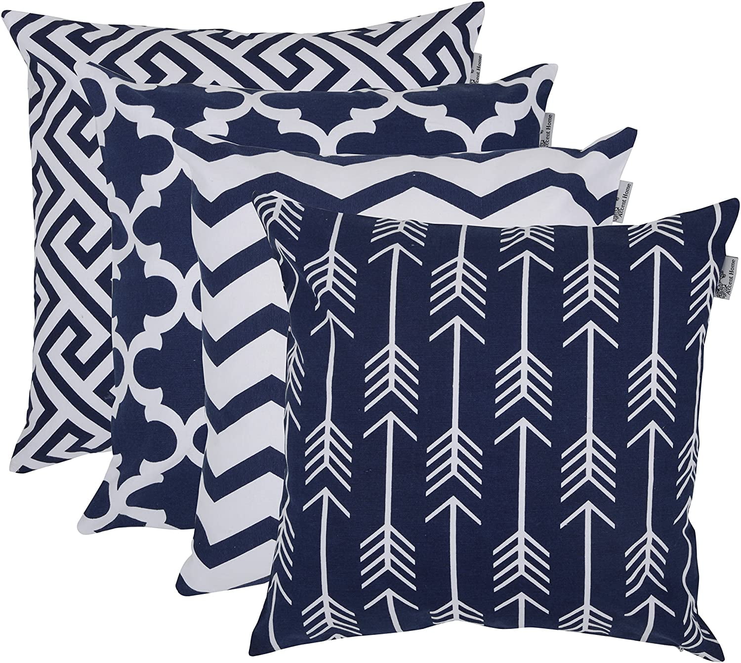 Accent Home Printed Cushion Covers Set of 4 Decorative Square Throw