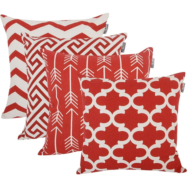 Accent Home Printed Cushion Covers Set of 4 Decorative Square Throw Pillow Cover , Indoor