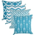 thumbnail image 1 of Accent Home Printed Cushion Covers Set of 4 - Decorative Square Throw Pillow Cover , Indoor & Outdoor Cotton Cushion Cases , Geometric Design Aqua Pillowcases for Home Sofa - Bed - Couch 18 x 18 Inch, 1 of 5