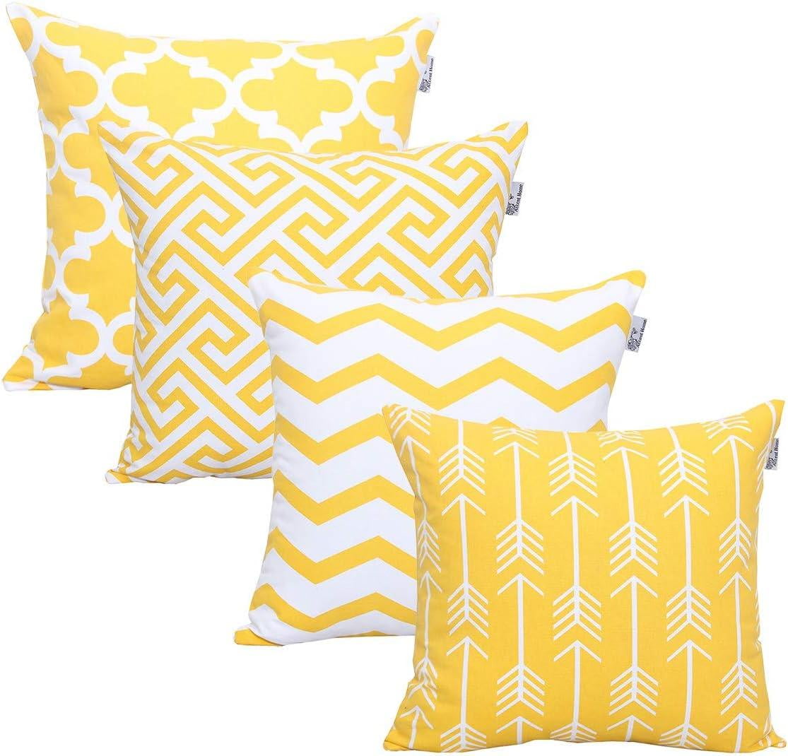Accent Home Printed Cushion Covers Set of 4 Decorative Square Throw