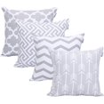 thumbnail image 1 of Accent Home Printed Cushion Covers Set of 4 - Decorative Square Throw Pillow, Indoor & Outdoor Cotton Cushion Cases , Geometric Design Silver Pillowcases for Home Sofa - Bed - Couch 18 x 18 Inch, 1 of 5