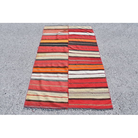 Accent Kilim, Turkish Kilim, Vintage Kilim, Antique Kilim, 43x71 inches Red Kilim, Area Kilim, Handmade Kilim, Bedroom Kilim, 10512