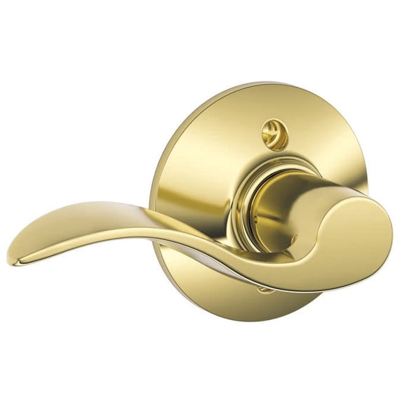 Accent Left Handed Lever Non-Turning Lock, Bright Brass (F170 ACC 605 LH)